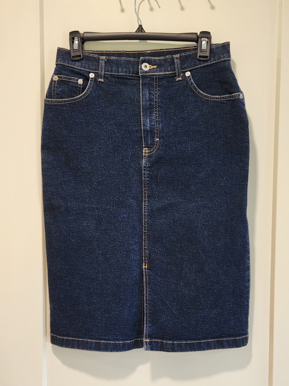 Marks & Spencer Classic Dark Indigo Denim Midi Pencil Skirt 28" Waist